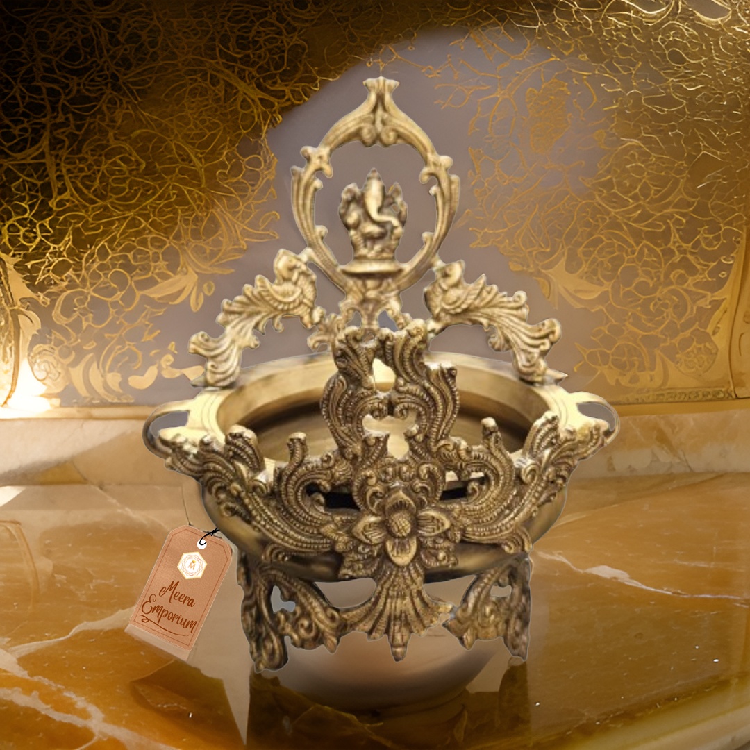 Brass Urli Ganesha Bowl for Pooja Ghar or Home Decore Weight 4.6 kg | height 34cm | width 28cm